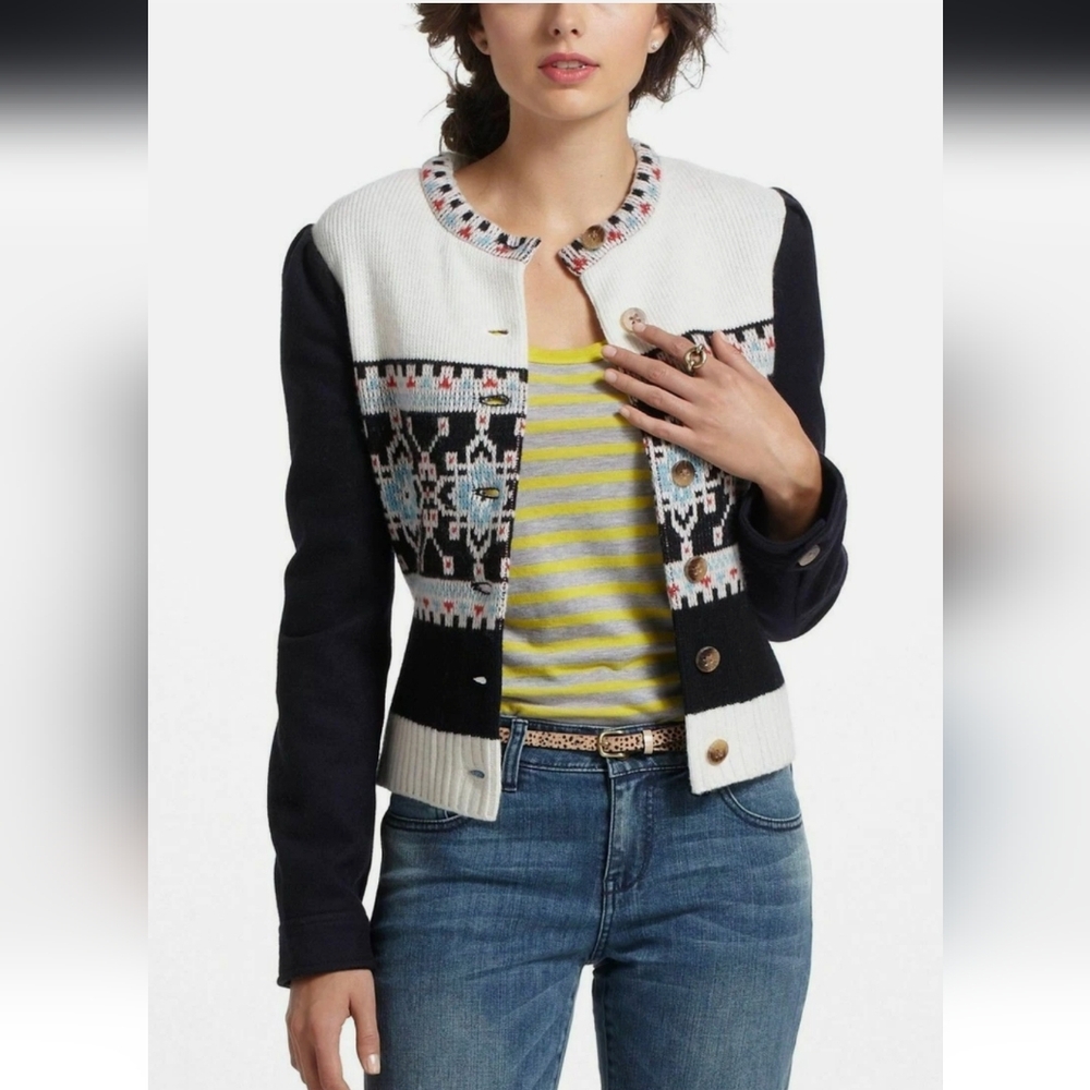Anthropologie Black and White Patterned Jacket